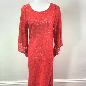 Calypso St Barth Red Lace Maxi Dress